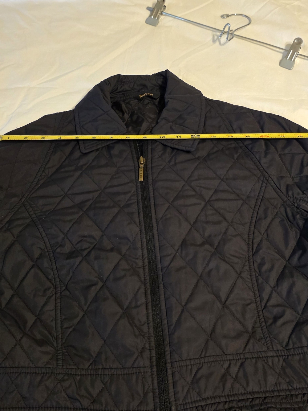 Barbour Black Quilted Zip-Front Jacket Lightweight Size 8 - Picture 12 of 15